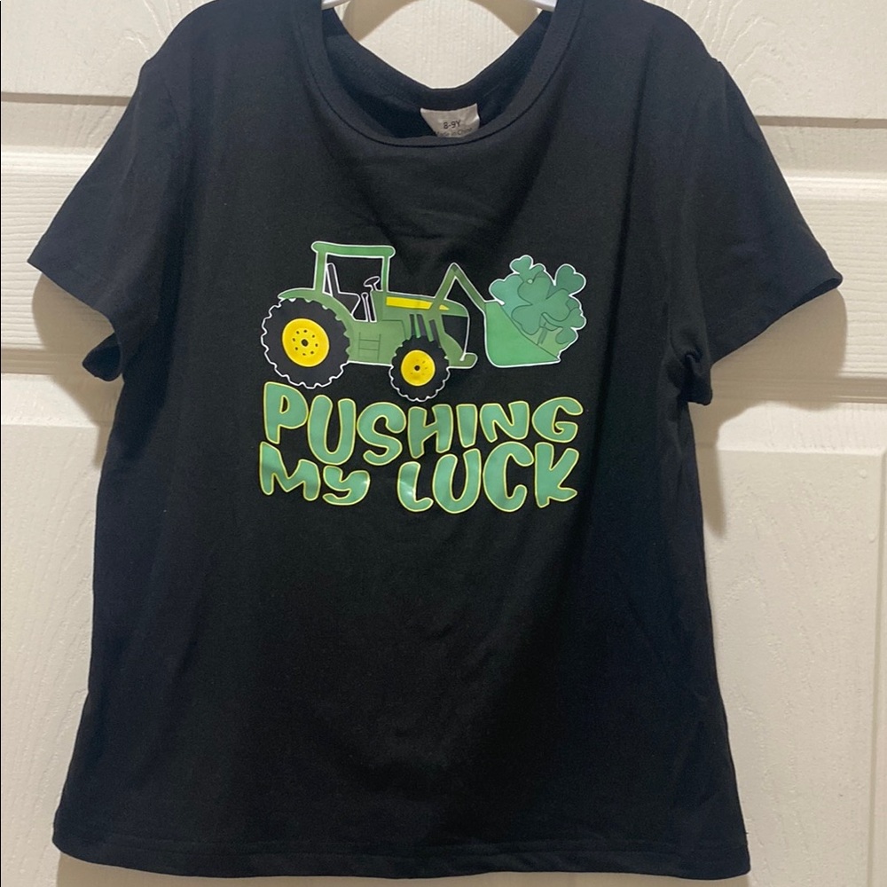 Kids Black Tractor Graphic T-Shirt